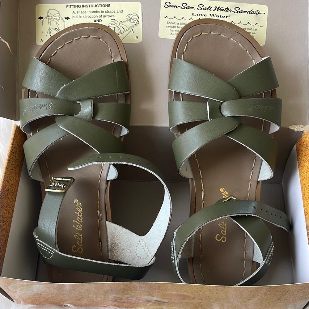 Salt Water Sandals by Hoy Green Leather Sandals